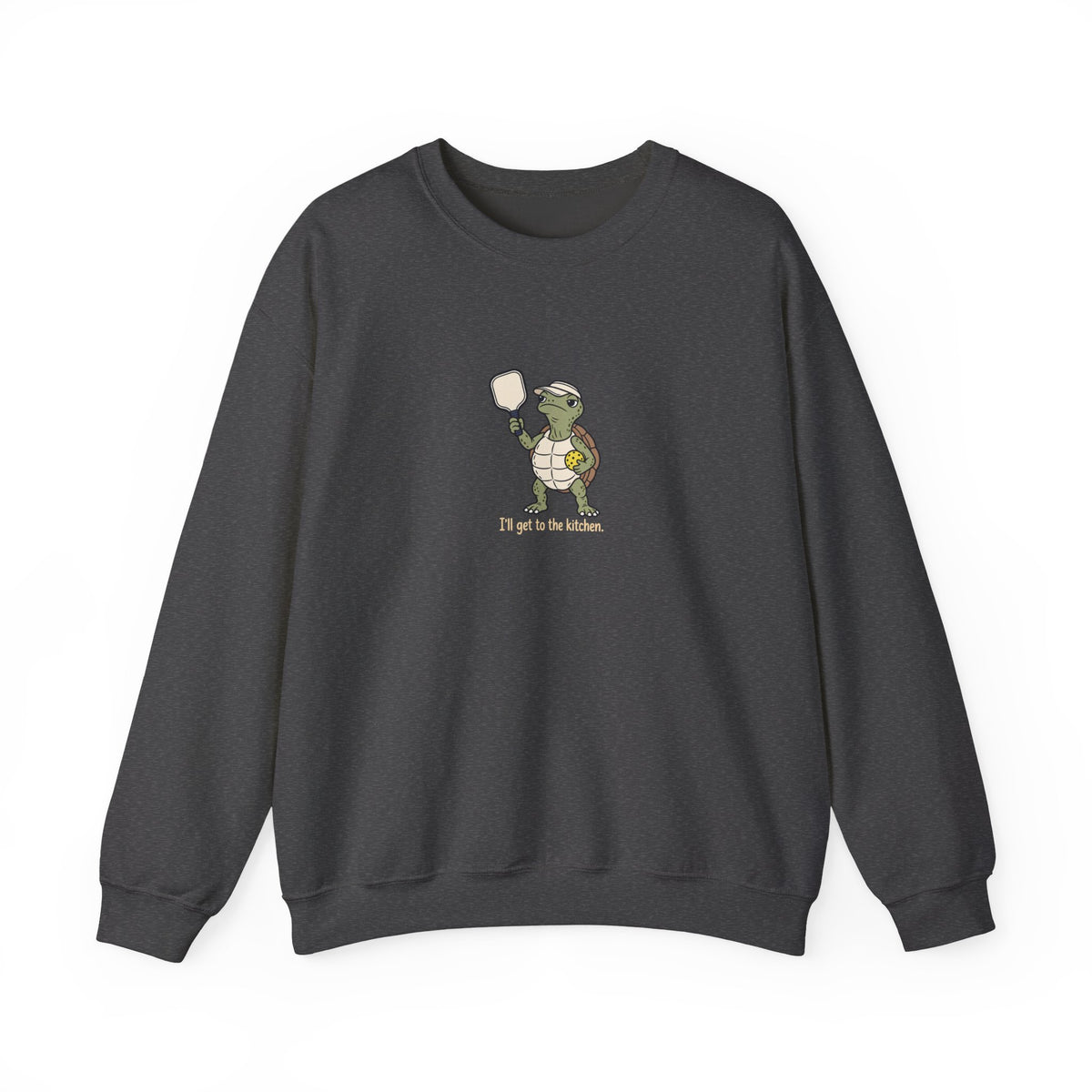 Turtle pickleball crewneck sweatshirt in Dark Heather