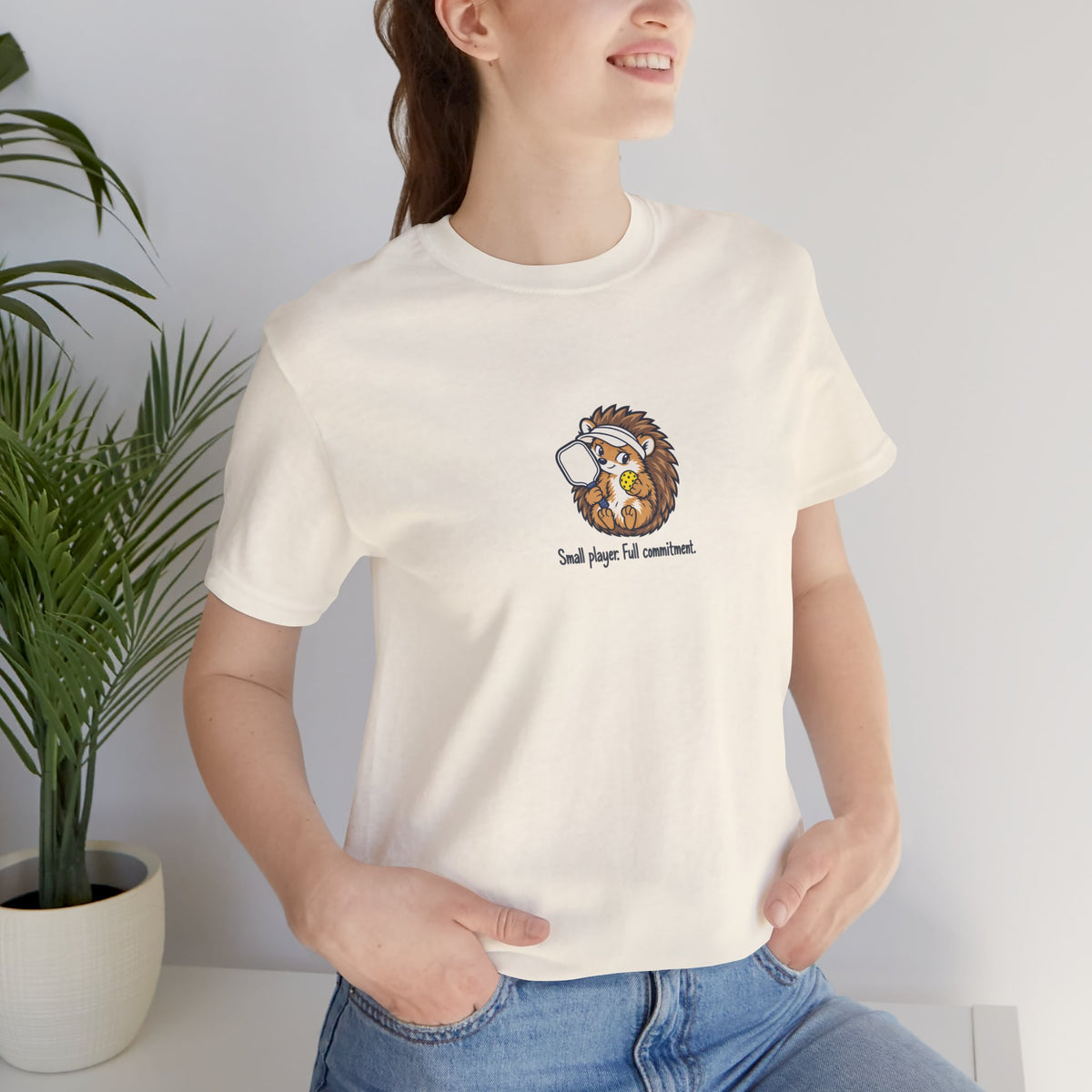 Hedgehog pickleball t-shirt, Small Player, Full Commitment