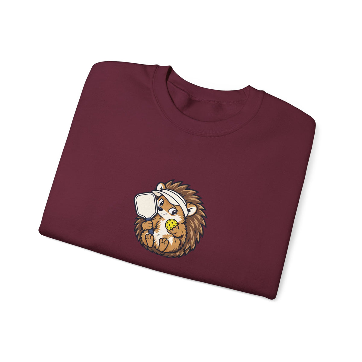 Hedgehog pickleball crewneck sweatshirt, Small Player, Full Commitment