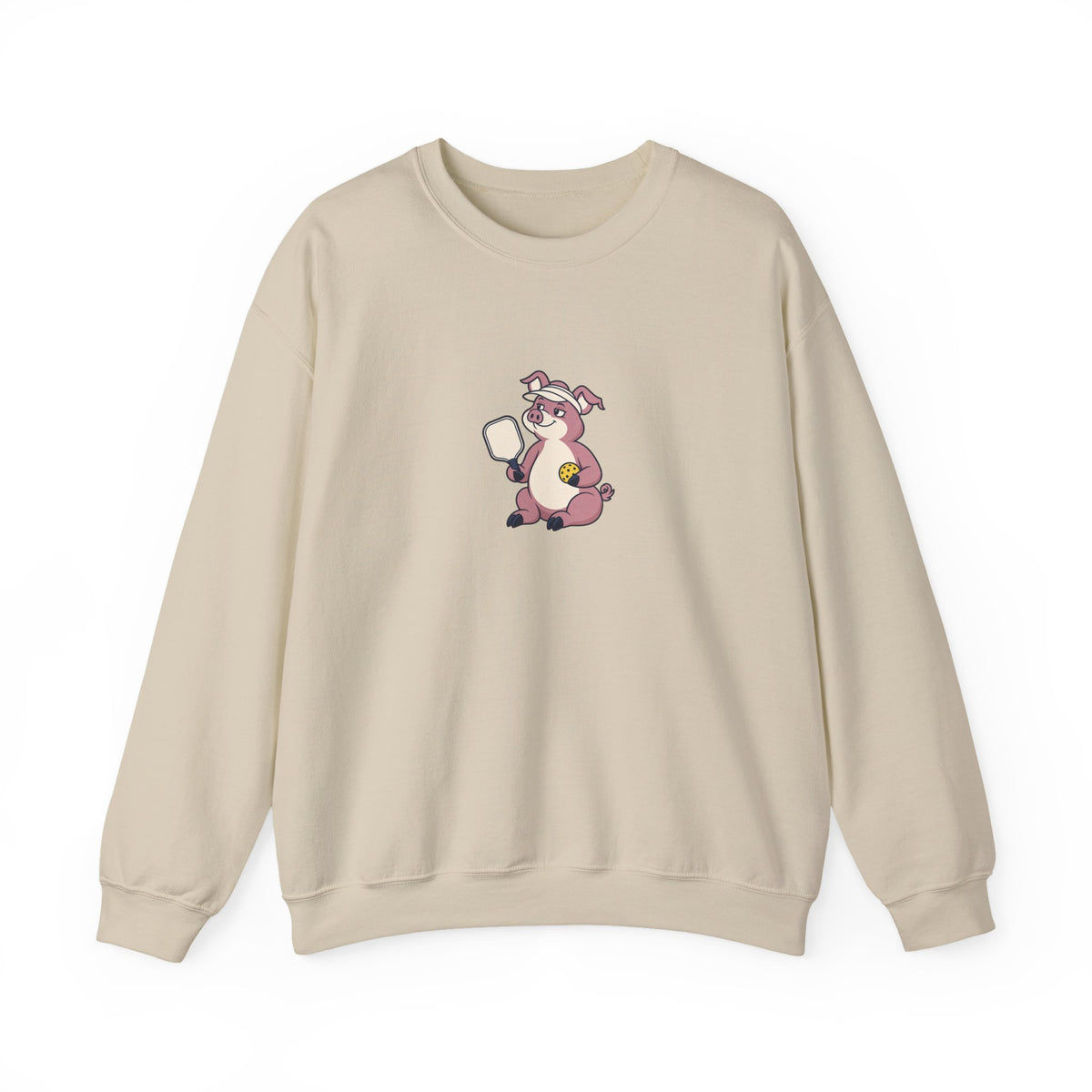 Pig pickleball crewneck sweatshirt in Sand