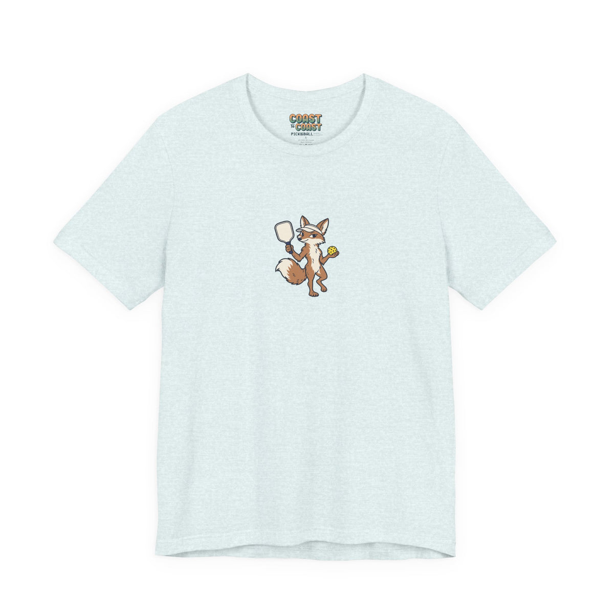 Fox pickleball t-shirt in Heather Ice Blue, Sly Little Dinks