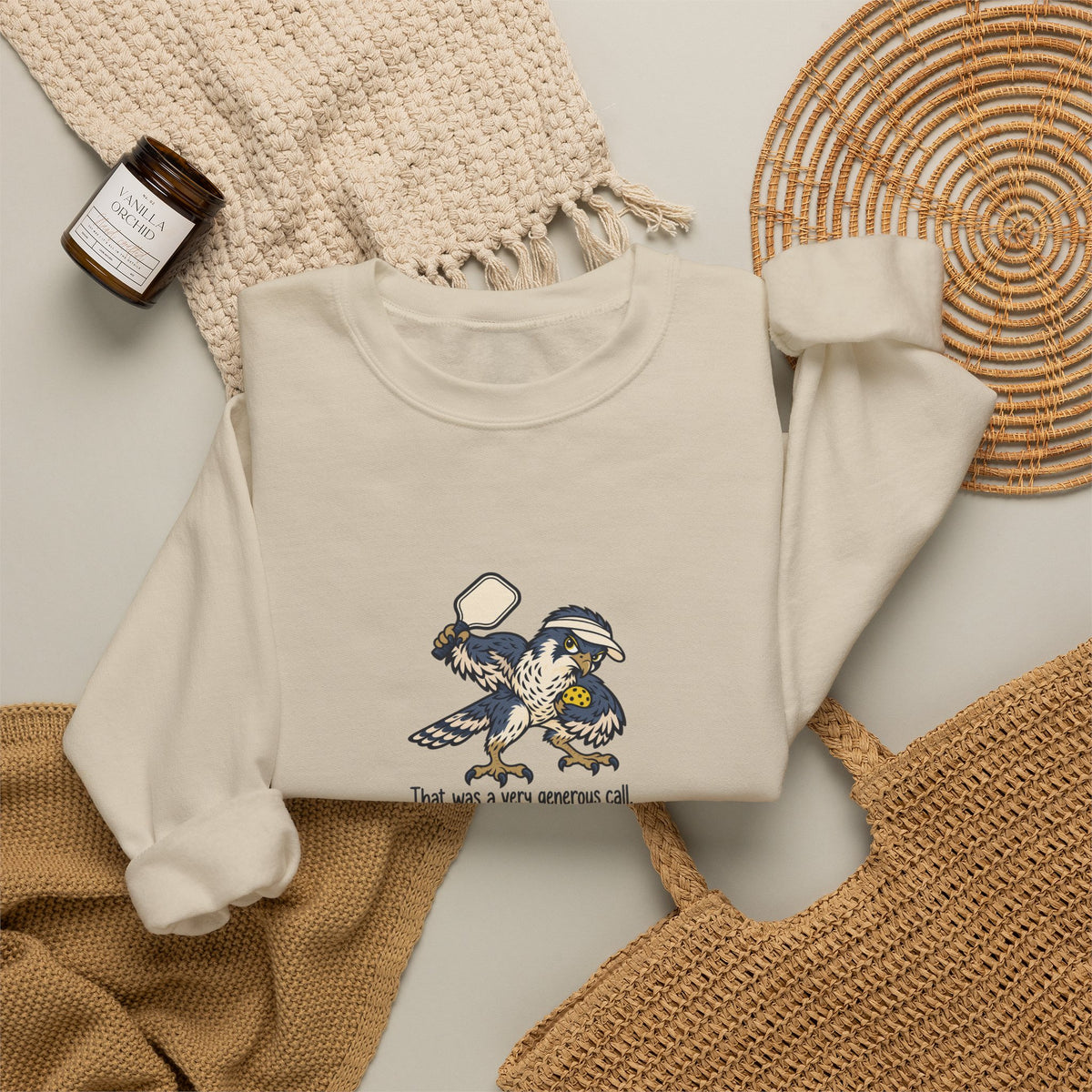 Falcon pickleball crewneck sweatshirt in Sand, That Was a Very Generous Call
