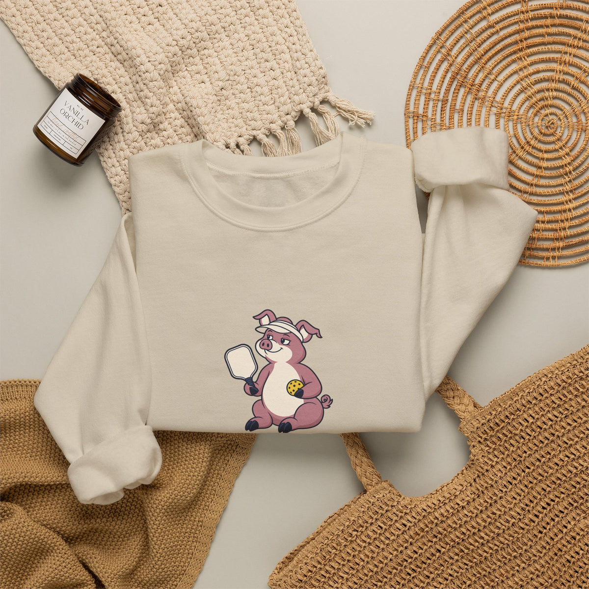 Pig pickleball crewneck sweatshirt, Hogging the Kitchen Line