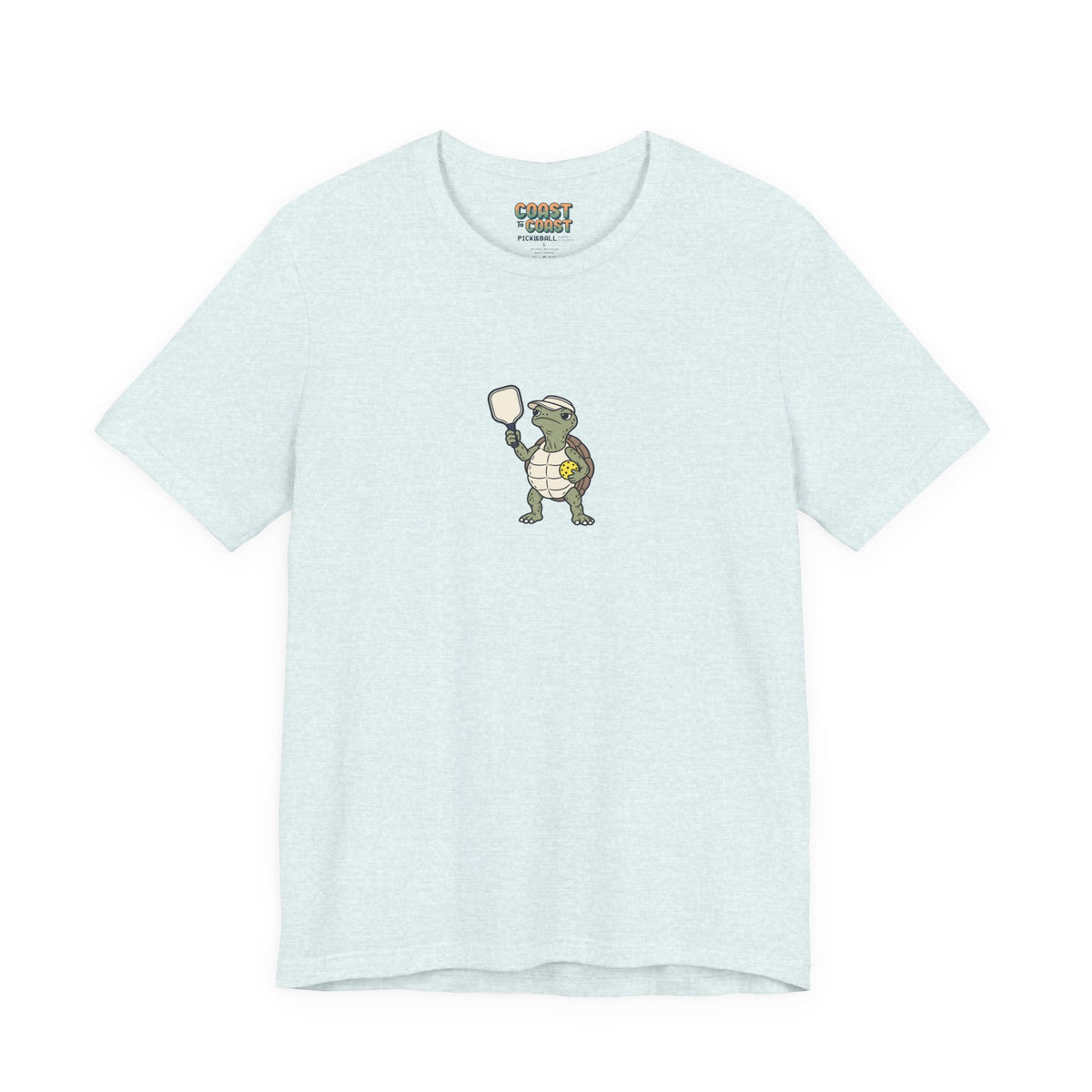 Turtle pickleball t-shirt in Heather Ice Blue
