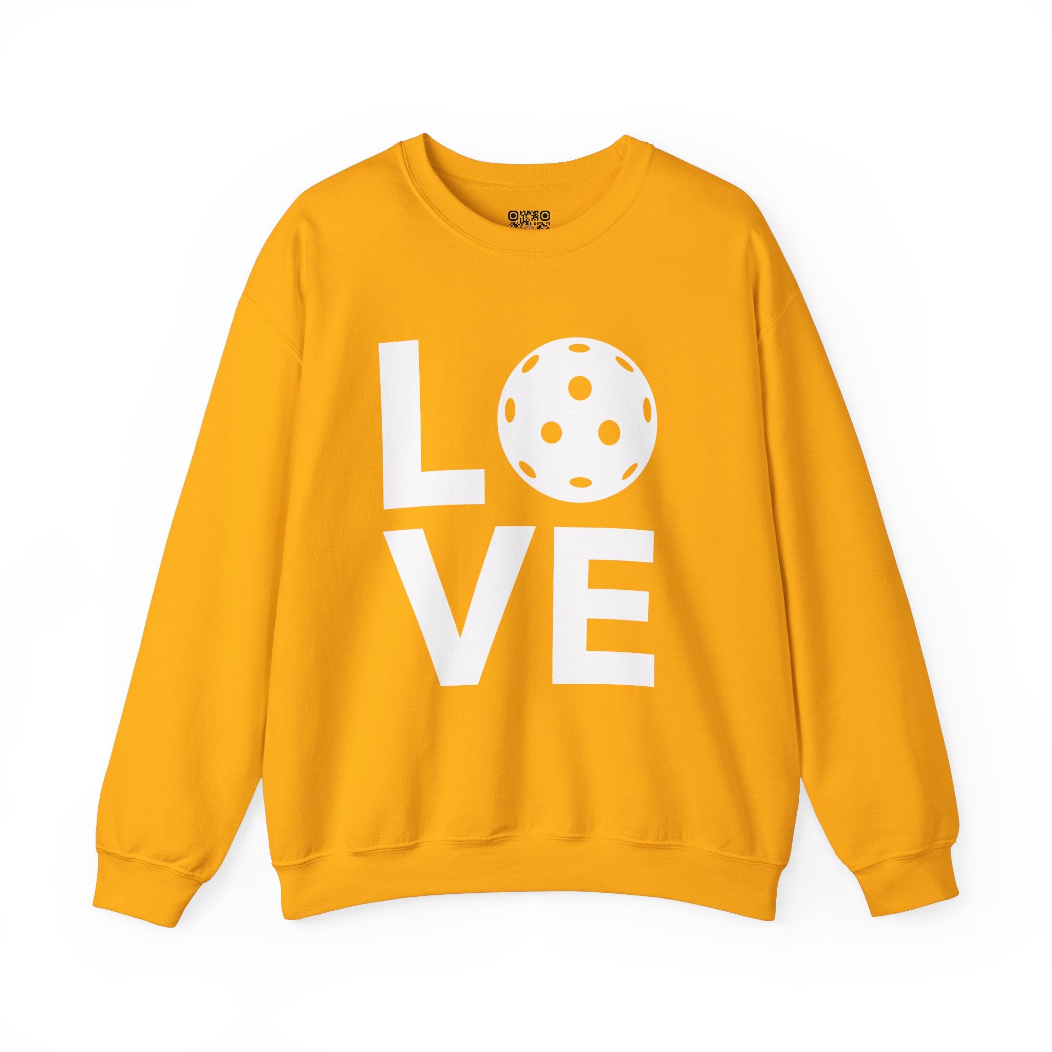 Pickleball Crewneck Sweatshirt - LOVE Pickleball with a White Pickleball - Pickleball Sweatshirt for Women & Men