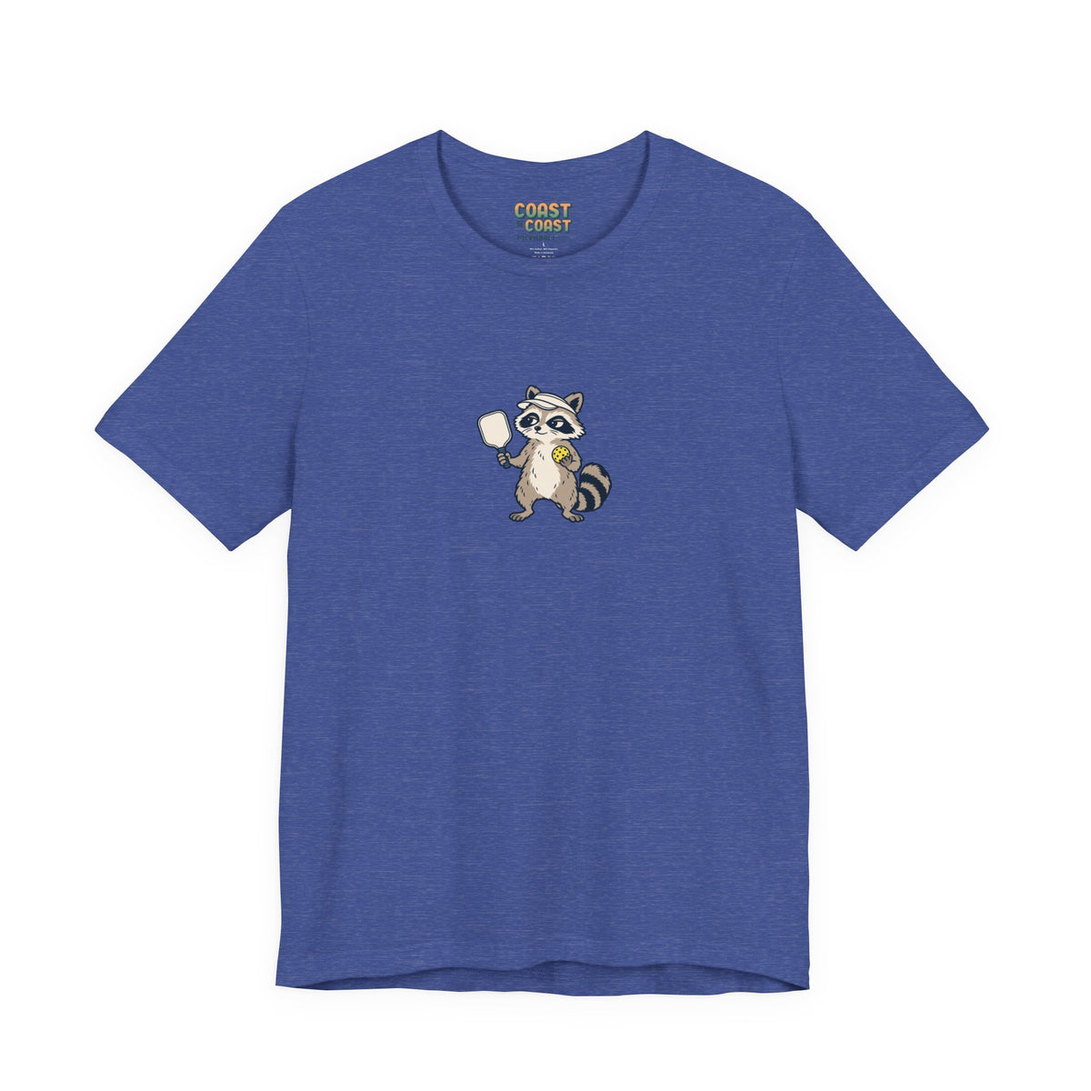 Raccoon pickleball t-shirt in Heather True Royal