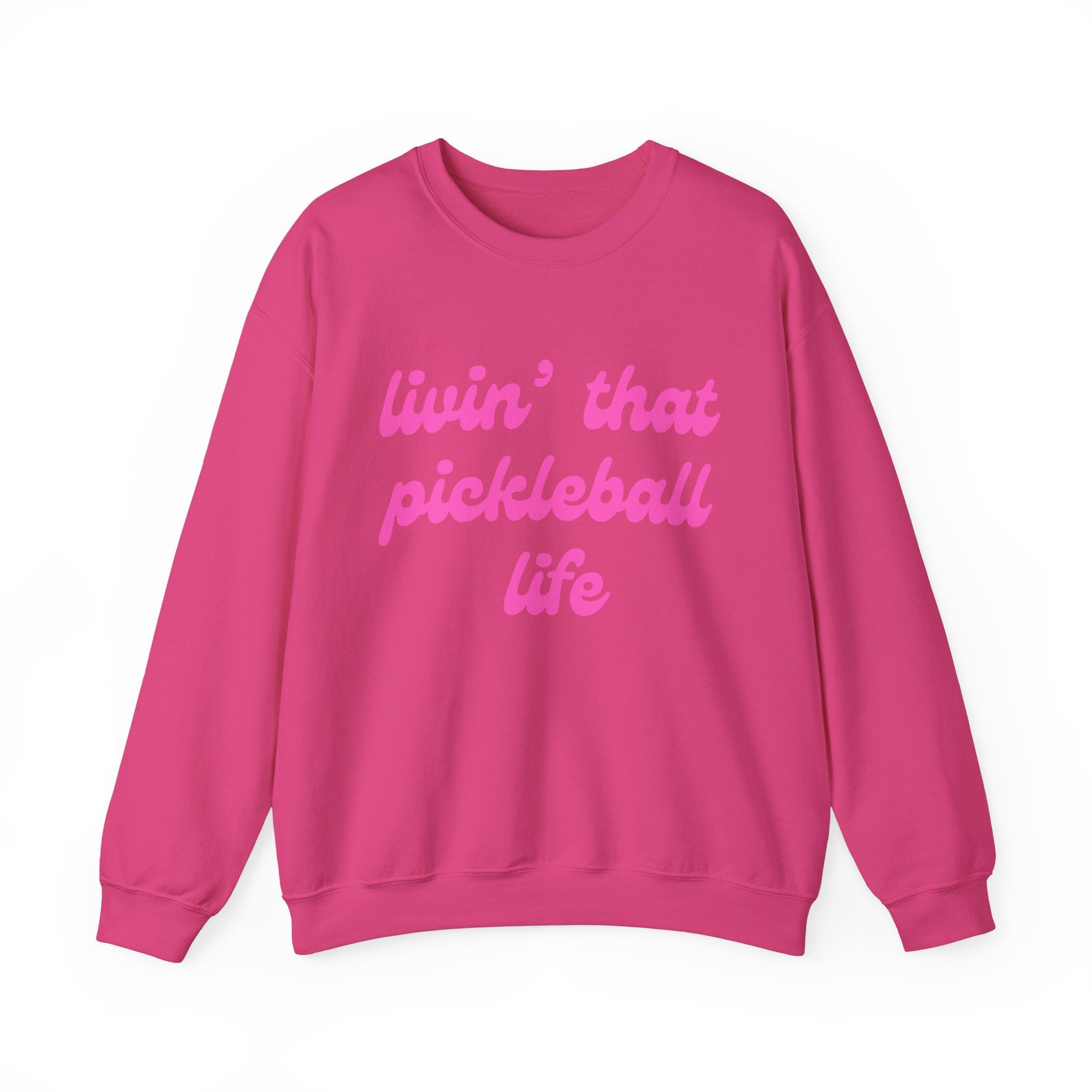 Heavy Blend Crewneck Sweatshirt | Livin' That Pickleball Life | Pink Wednesdays Collection
