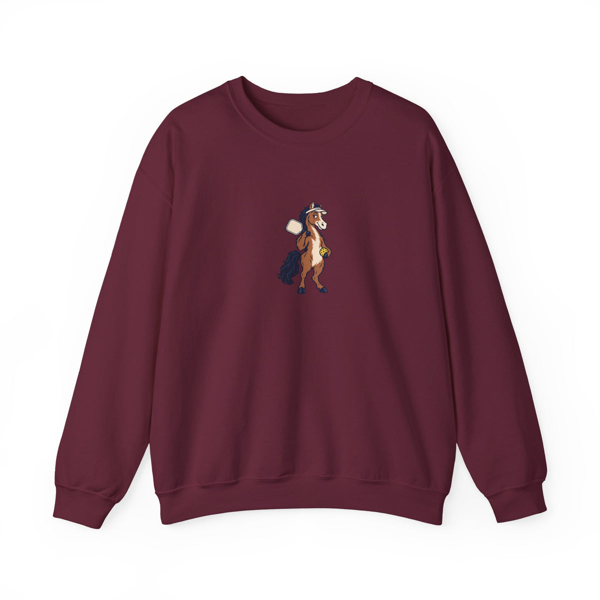 Horse pickleball crewneck sweatshirt in Maroon