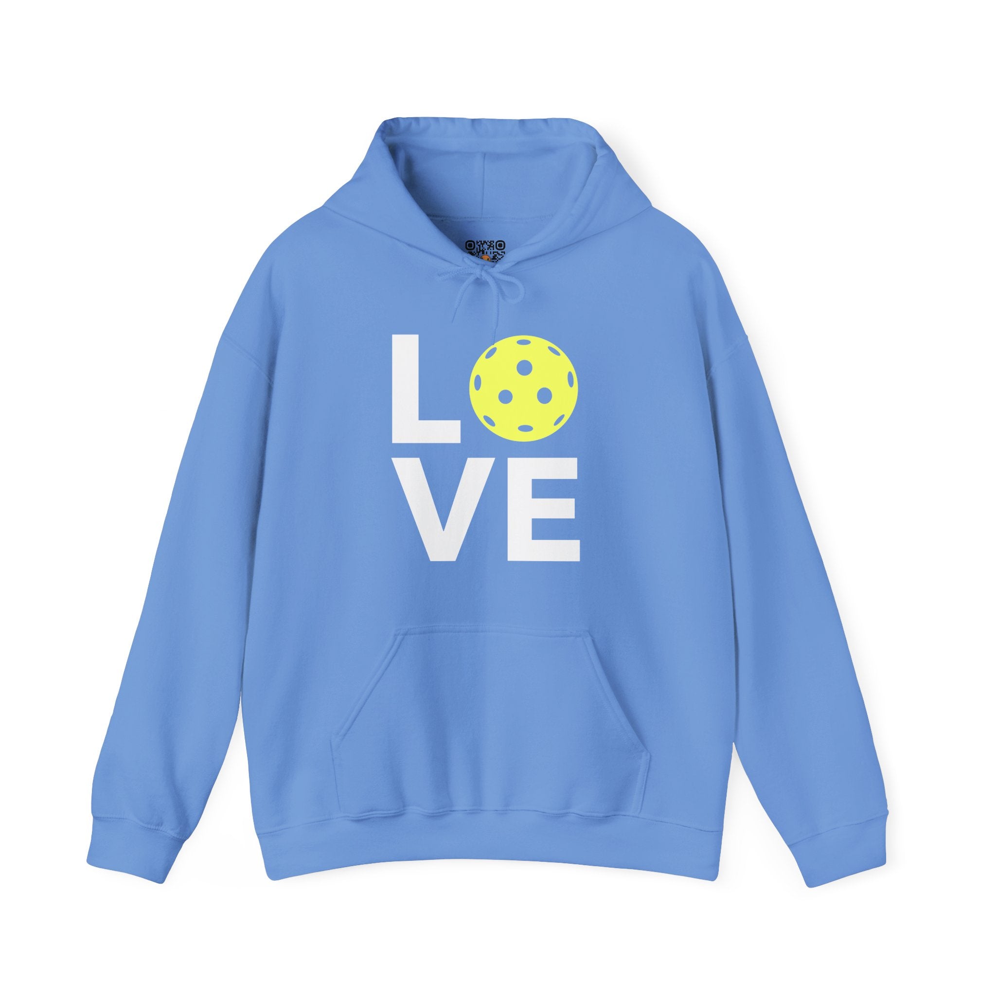 Pickleball Hoodie - LOVE Pickleball with a Yellow Pickleball