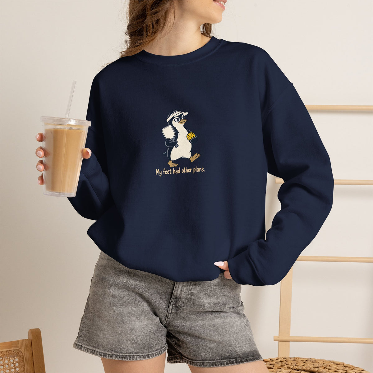 Penguin pickleball crewneck sweatshirt, My Feet Had Other Plans