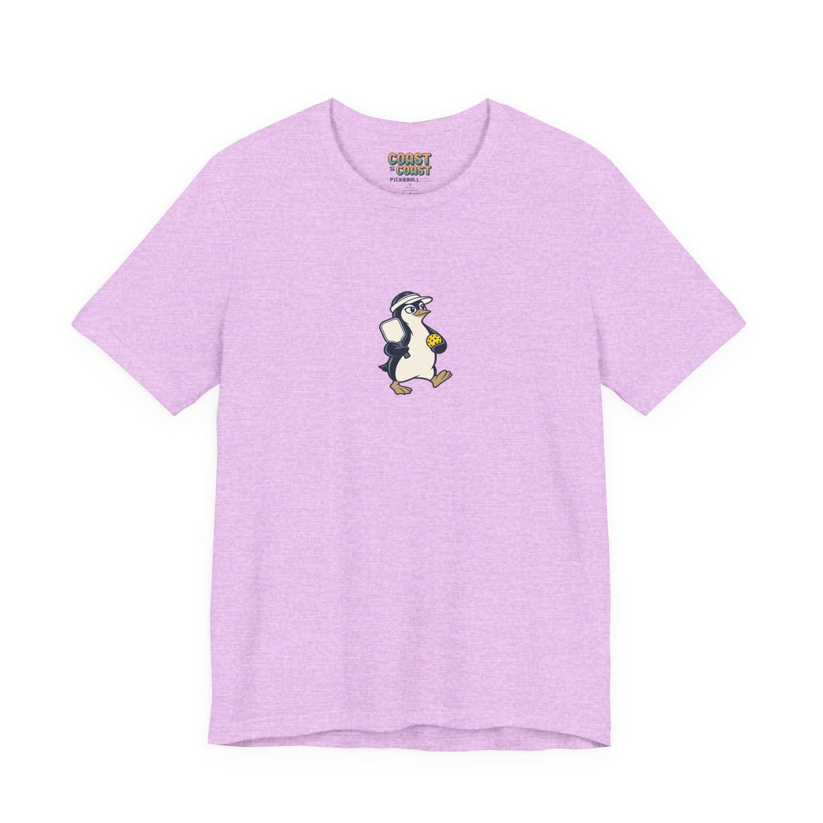 Penguin pickleball t-shirt in Heather Prism Lilac