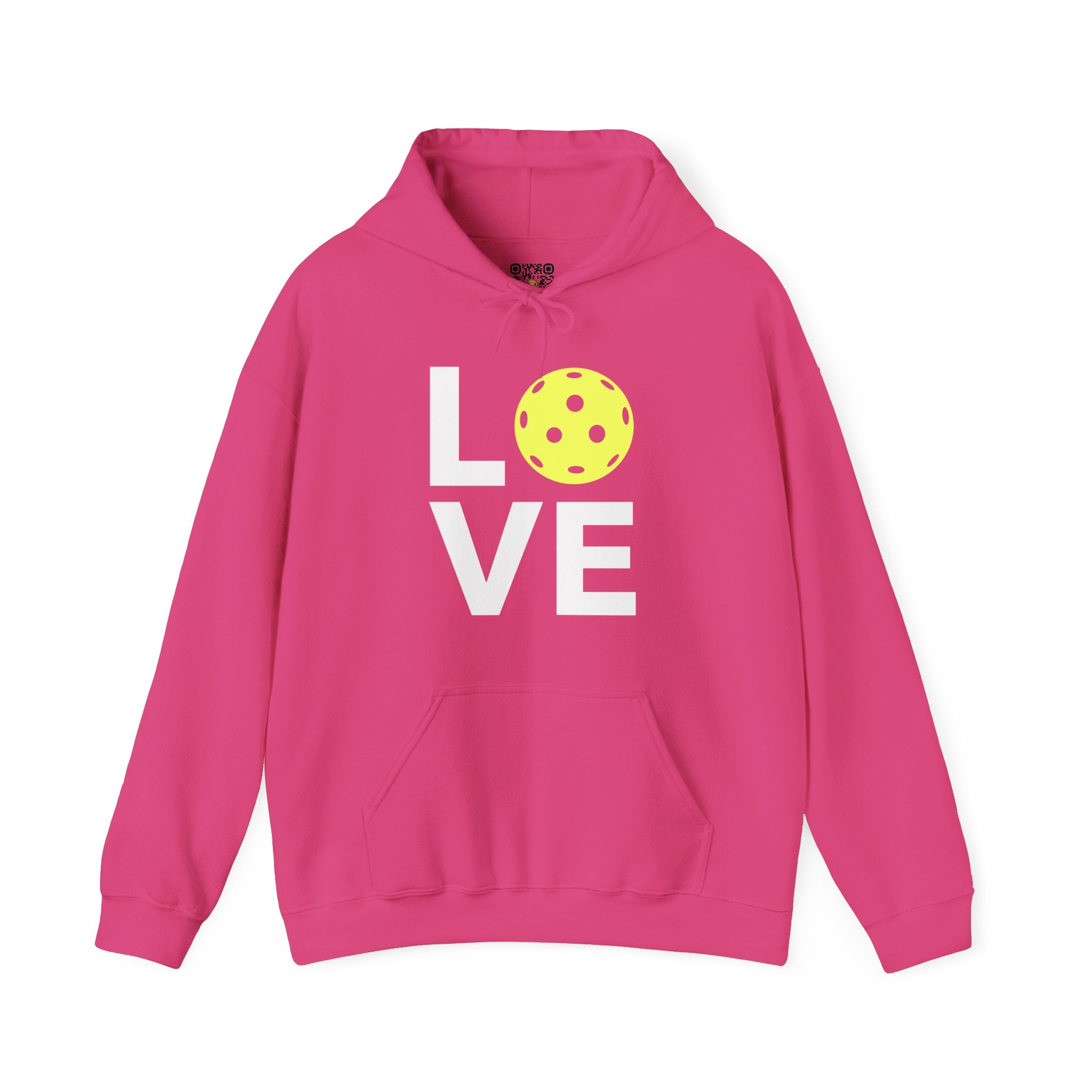 Pickleball Hoodie - LOVE Pickleball with a Yellow Pickleball