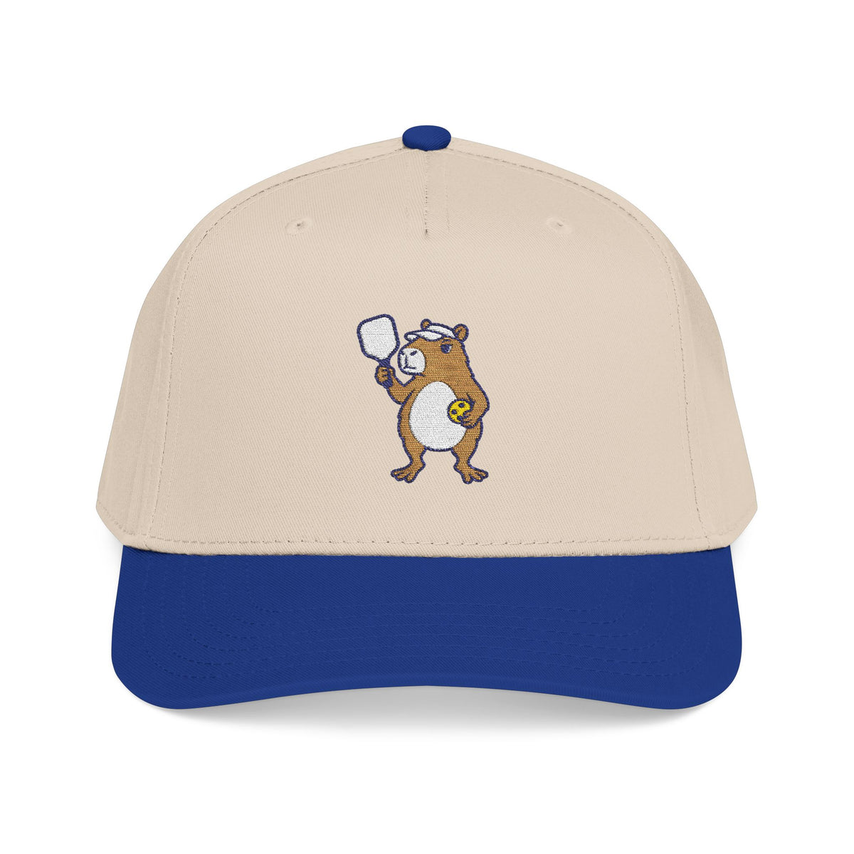 Embroidered pickleball capybara baseball cap in Royal / Natural