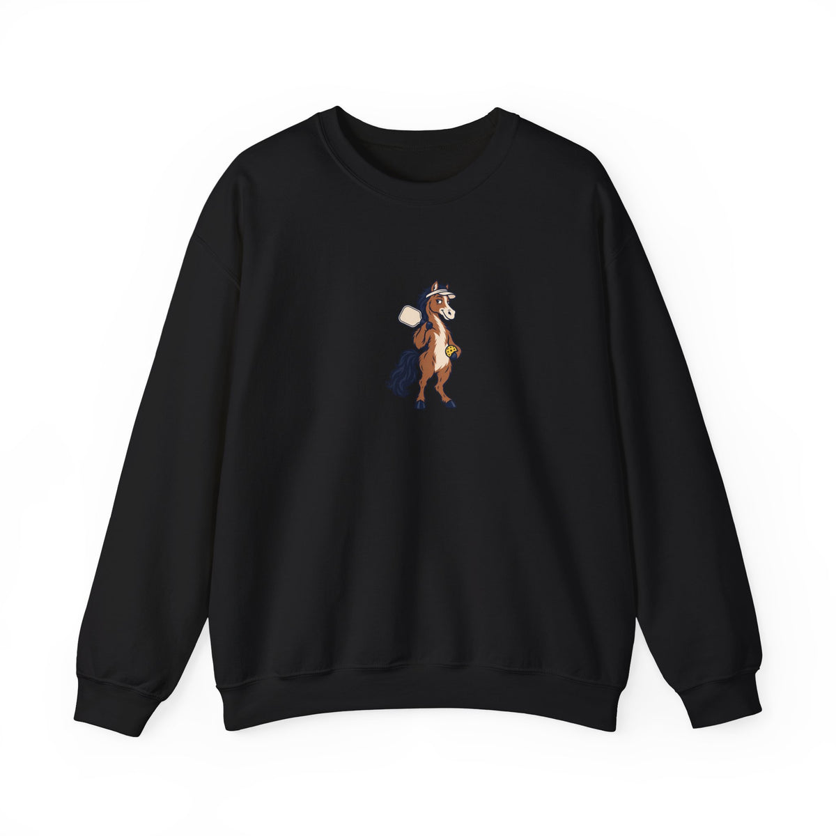 Horse pickleball crewneck sweatshirt in Black