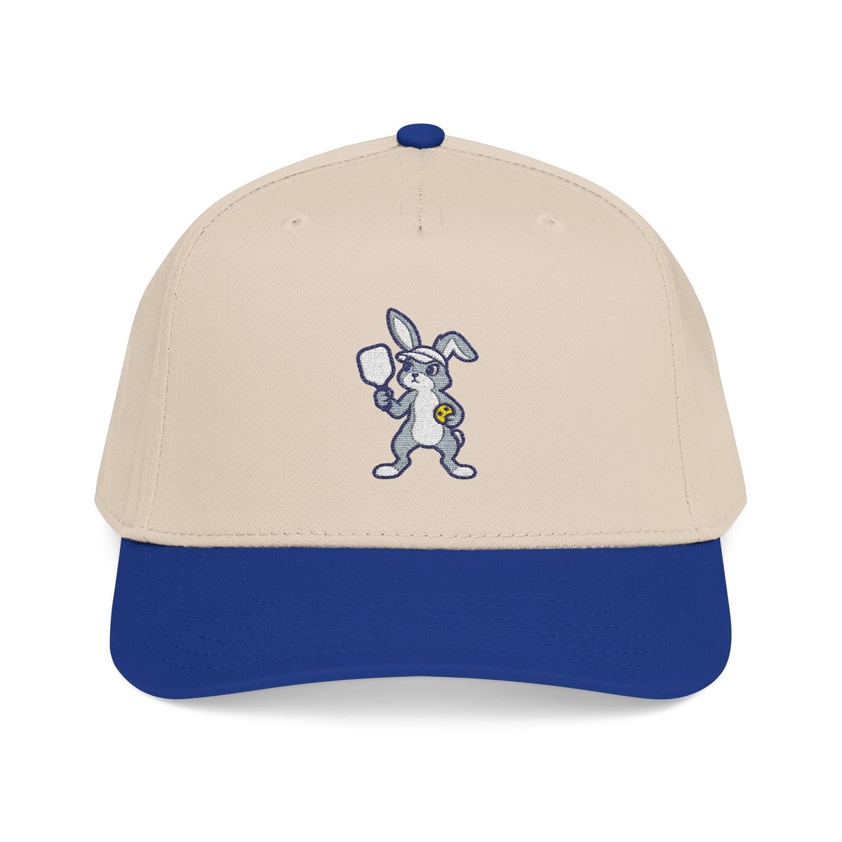 Embroidered pickleball rabbit baseball cap in Royal / Natural