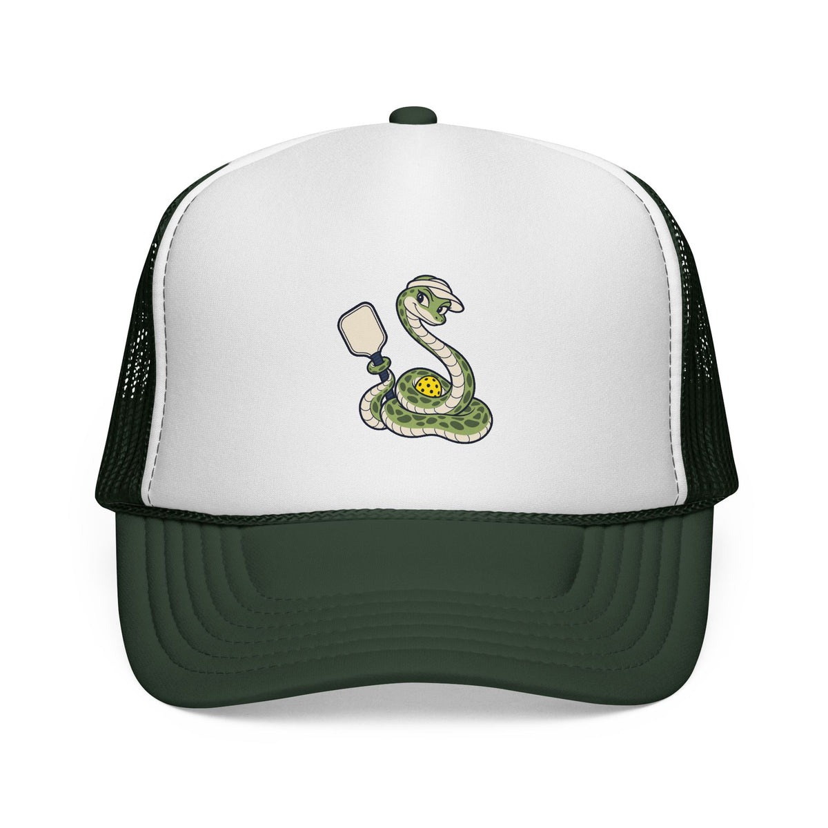 Pickleball snake trucker hat in Dark Green
