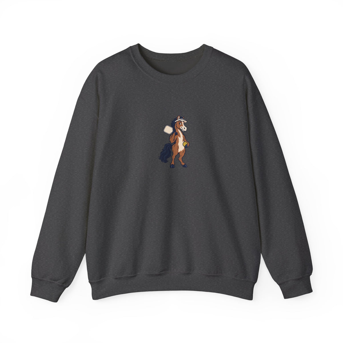 Horse pickleball crewneck sweatshirt in Dark Heather