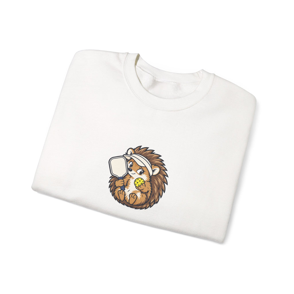 Hedgehog pickleball crewneck sweatshirt, Small Player, Full Commitment