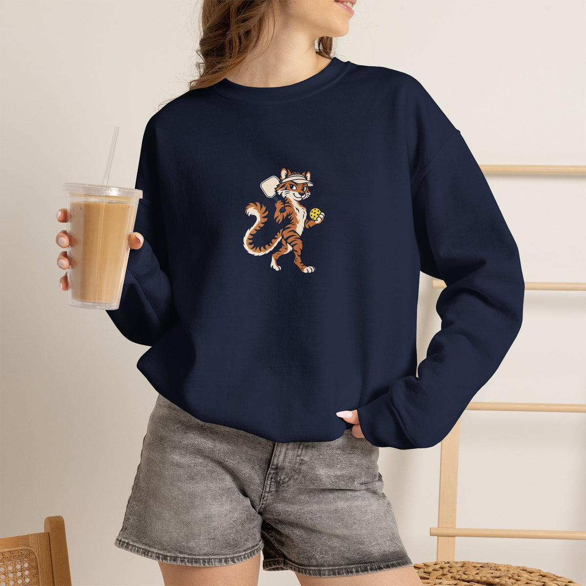 Tiger pickleball crewneck sweatshirt, Eye of the Tiger Dink