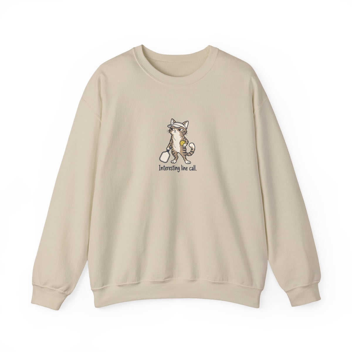 Cat pickleball crewneck sweatshirt in Sand