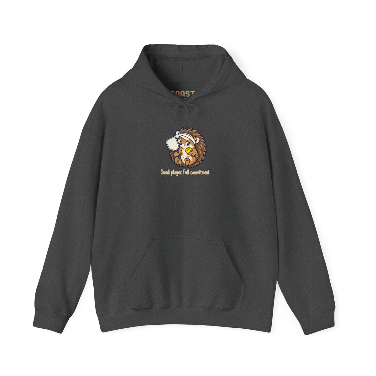 Hedgehog pickleball hoodie in Dark Heather
