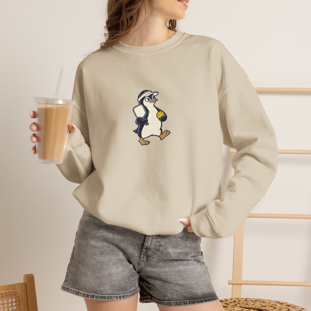 Penguin pickleball crewneck sweatshirt, Cool Under Pressure