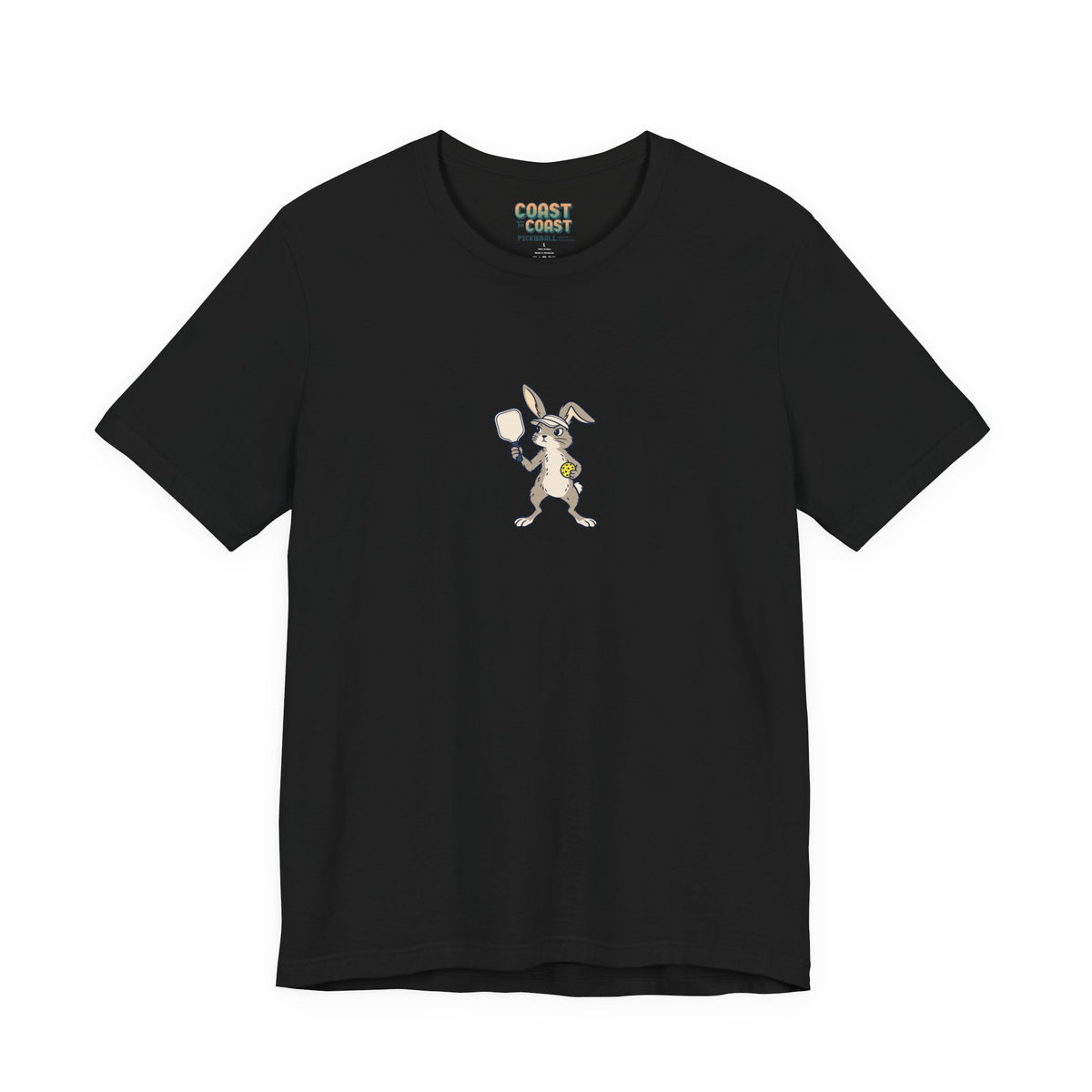 Rabbit pickleball t-shirt in Black, Can We Play Another?