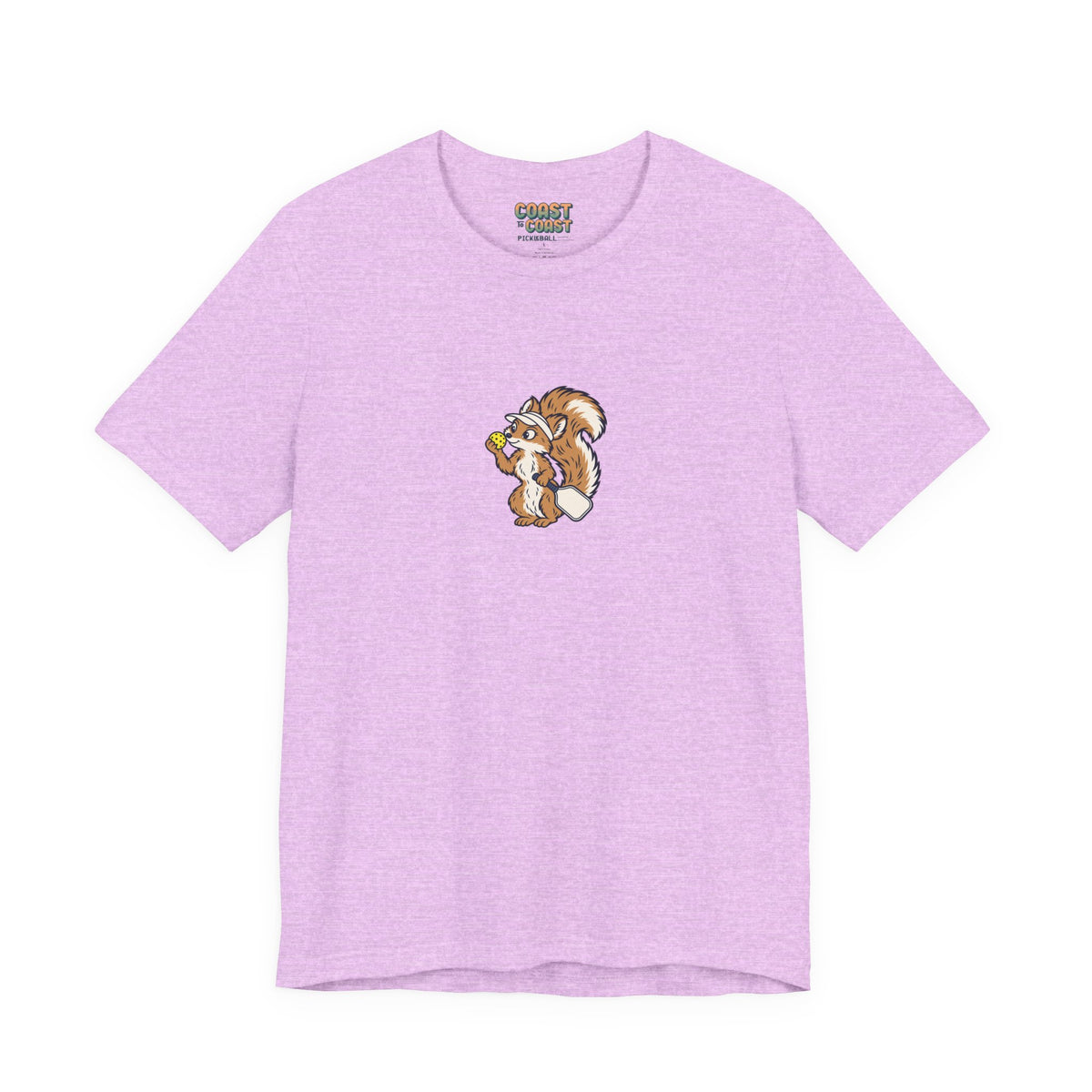 Squirrel pickleball t-shirt in Heather Prism Lilac