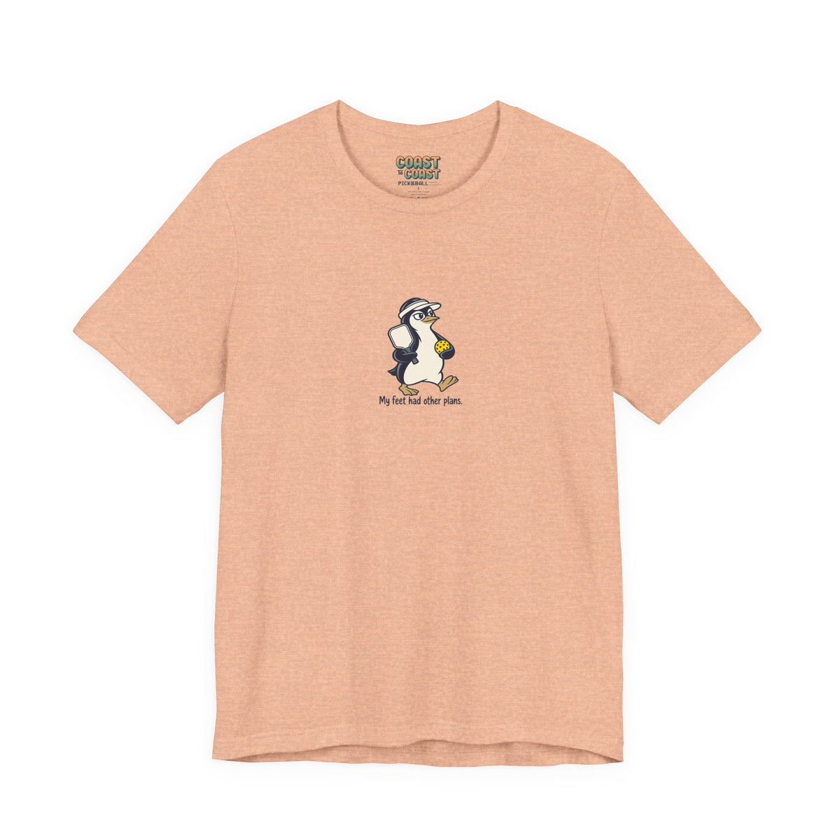Penguin pickleball t-shirt in Heather Peach