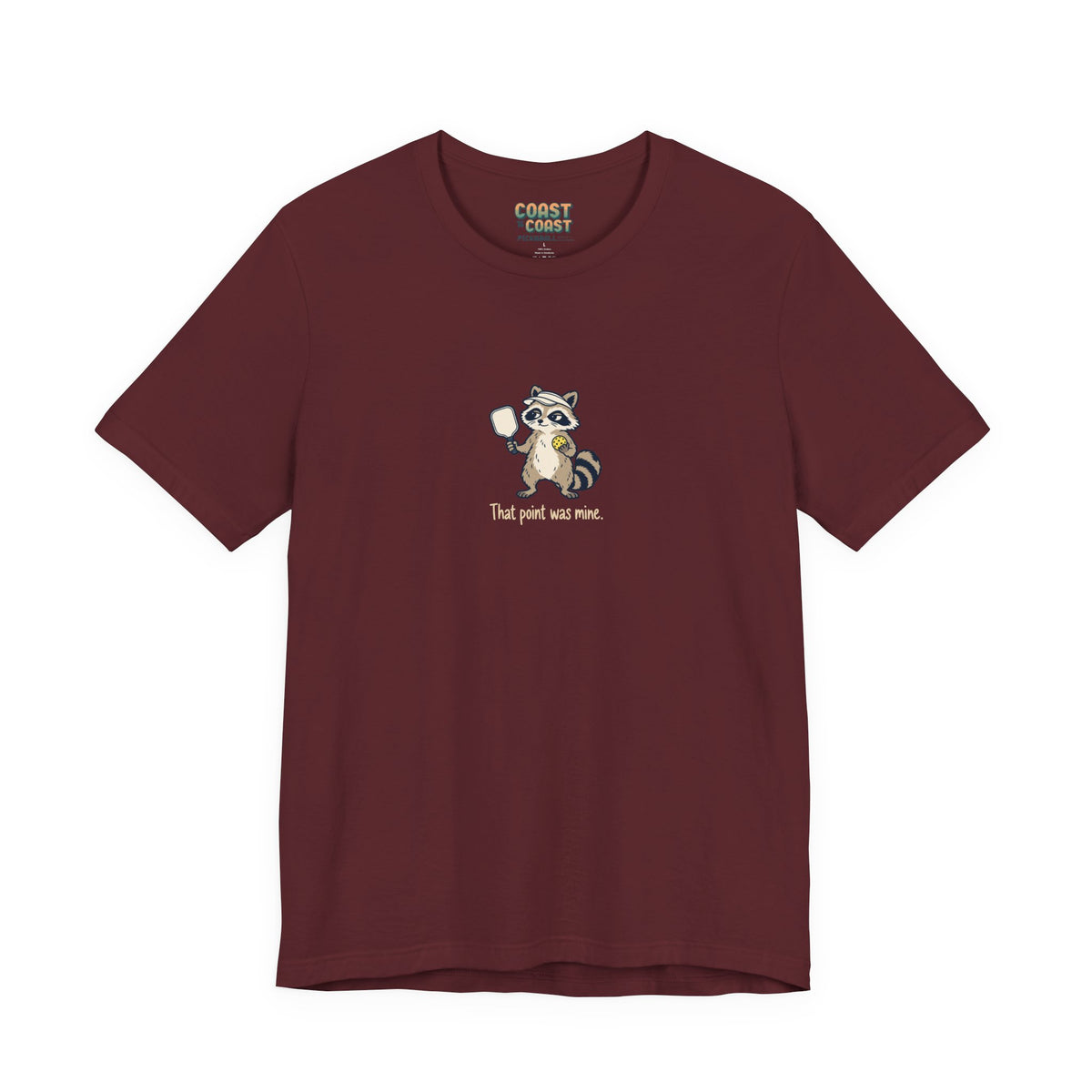 Raccoon pickleball t-shirt in Maroon