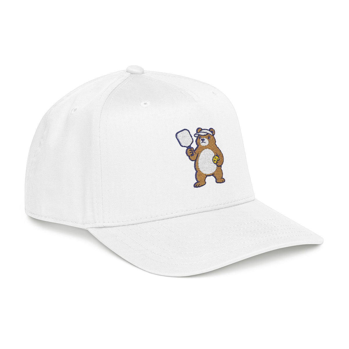 Embroidered pickleball bear baseball cap, Bear With Me, I'm Serving
