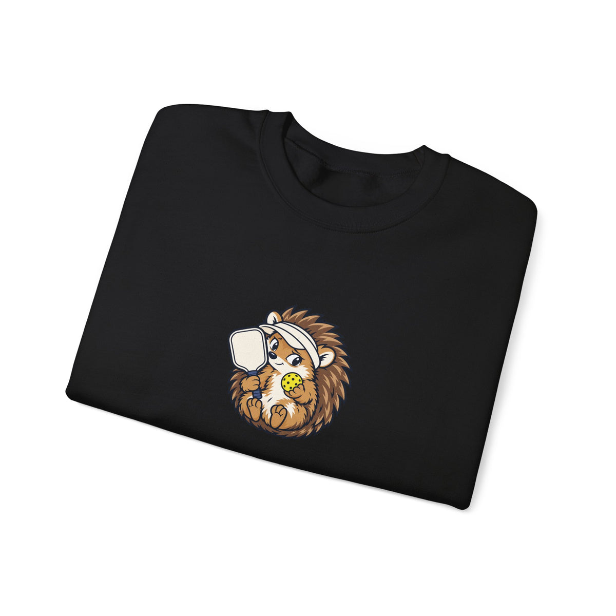 Hedgehog pickleball crewneck sweatshirt, Small Player, Full Commitment