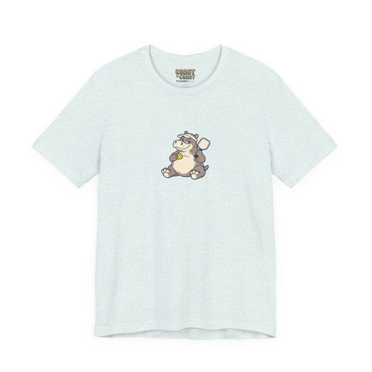 Hippo pickleball t-shirt in Heather Ice Blue