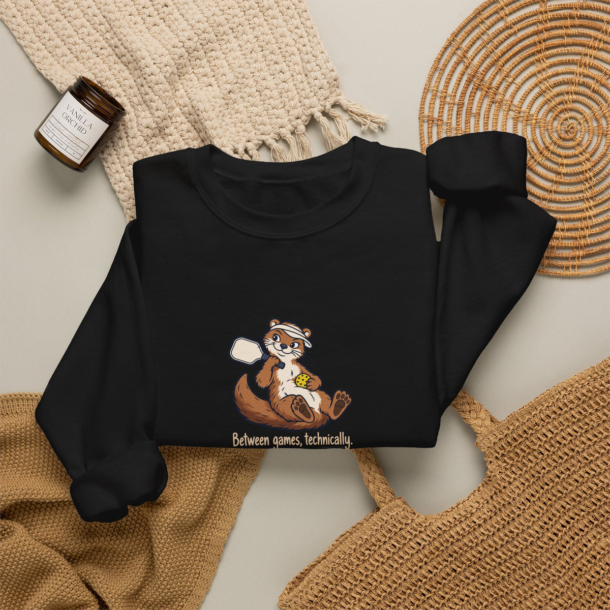 Otter pickleball crewneck sweatshirt, Between Games, Technically