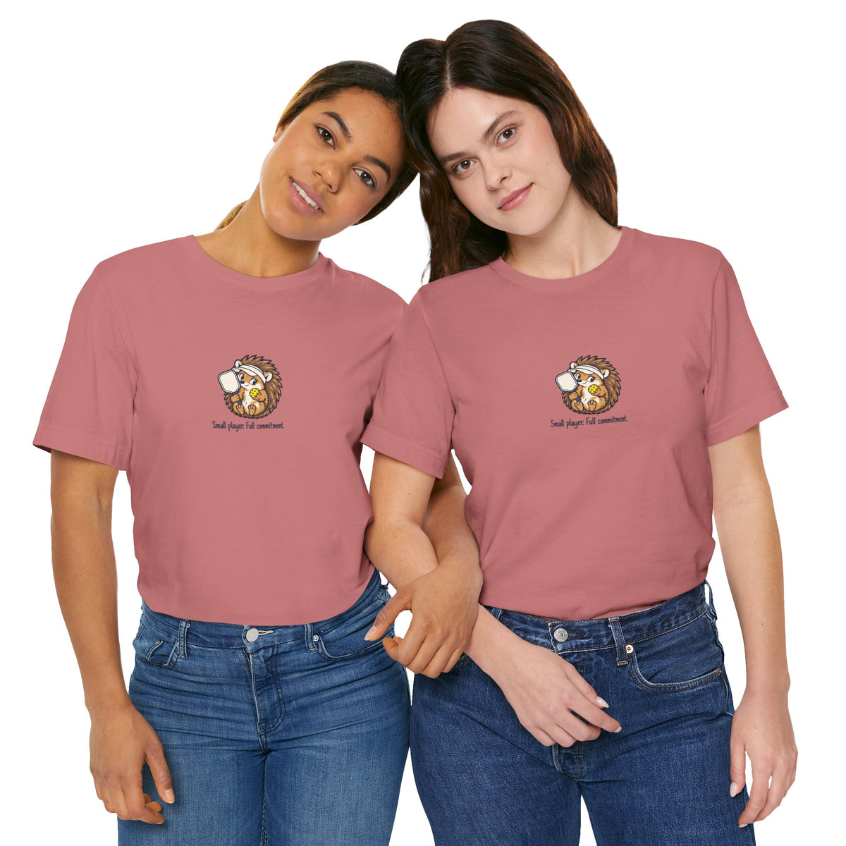 Hedgehog pickleball t-shirt, Small Player, Full Commitment