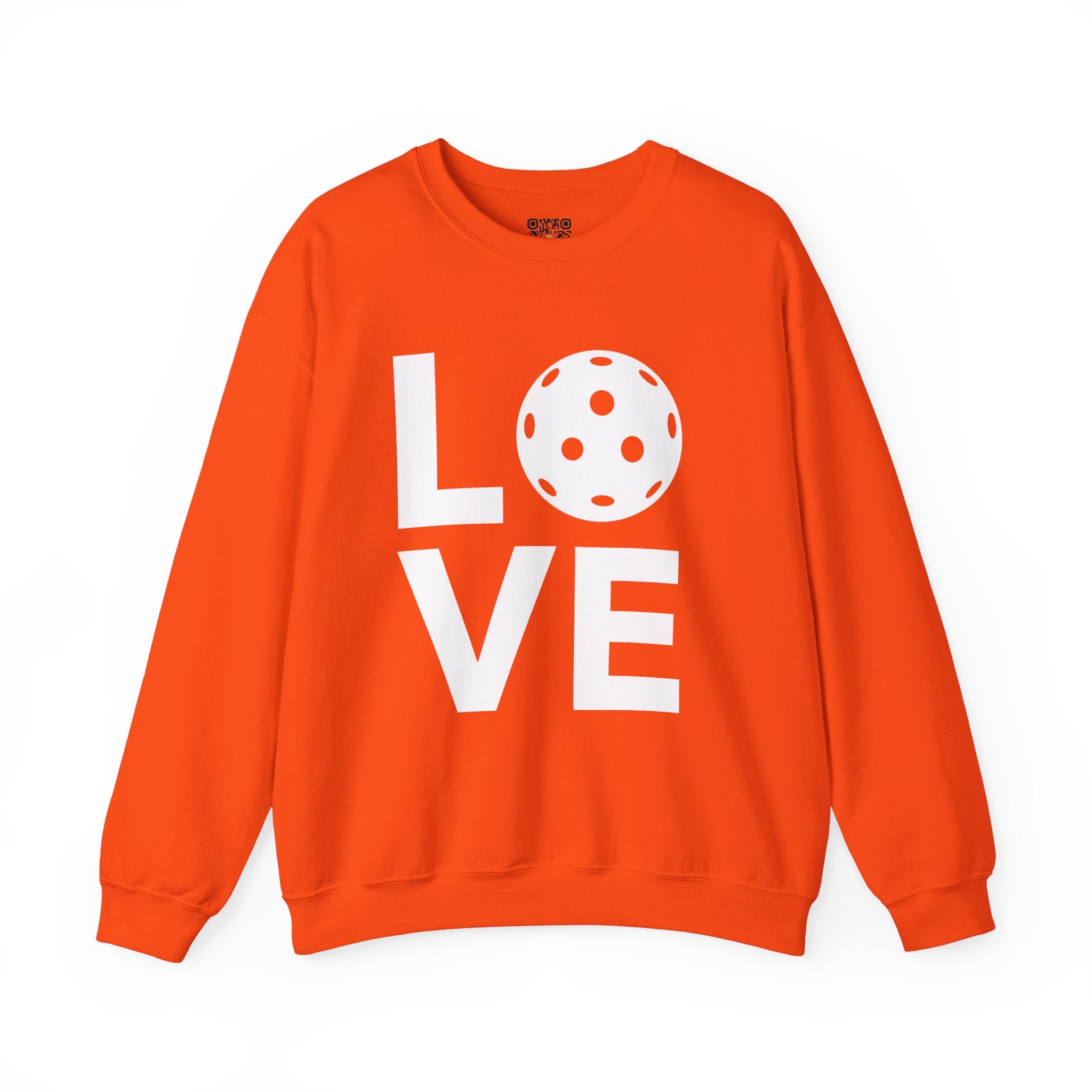 Pickleball Crewneck Sweatshirt - LOVE Pickleball with a White Pickleball - Pickleball Sweatshirt for Women & Men