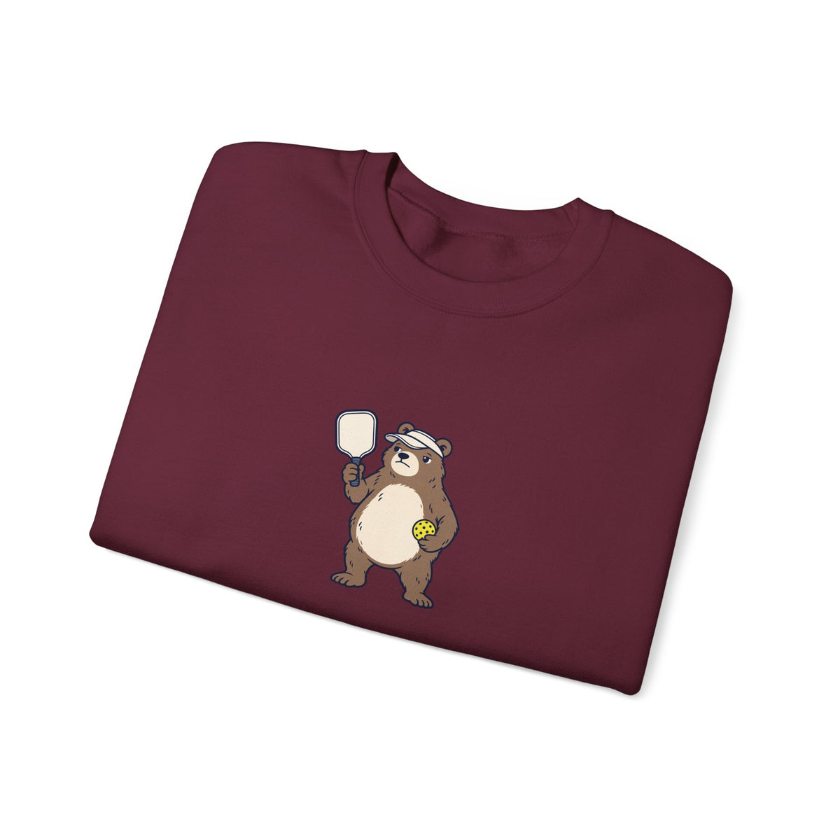 Bear pickleball crewneck sweatshirt, Bear With Me, I'm Serving