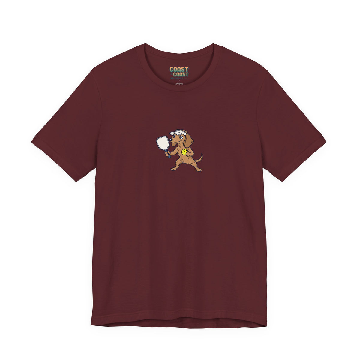 Dachshund pickleball t-shirt in Maroon