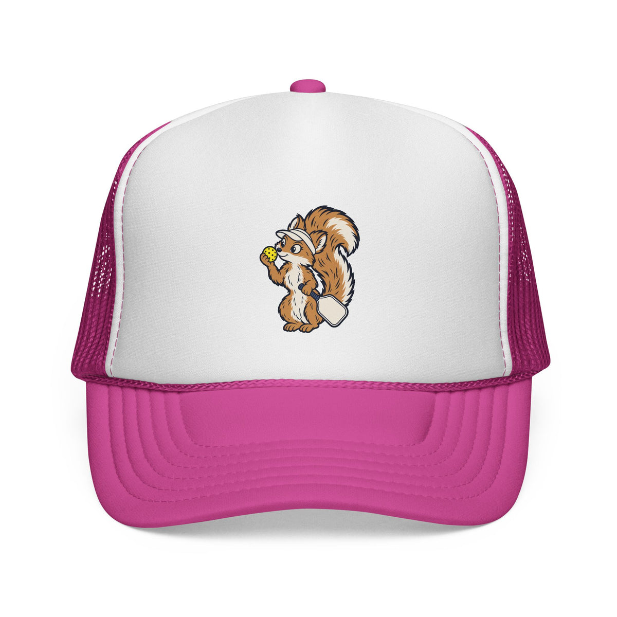 Squirrel pickleball trucker hat in Pink