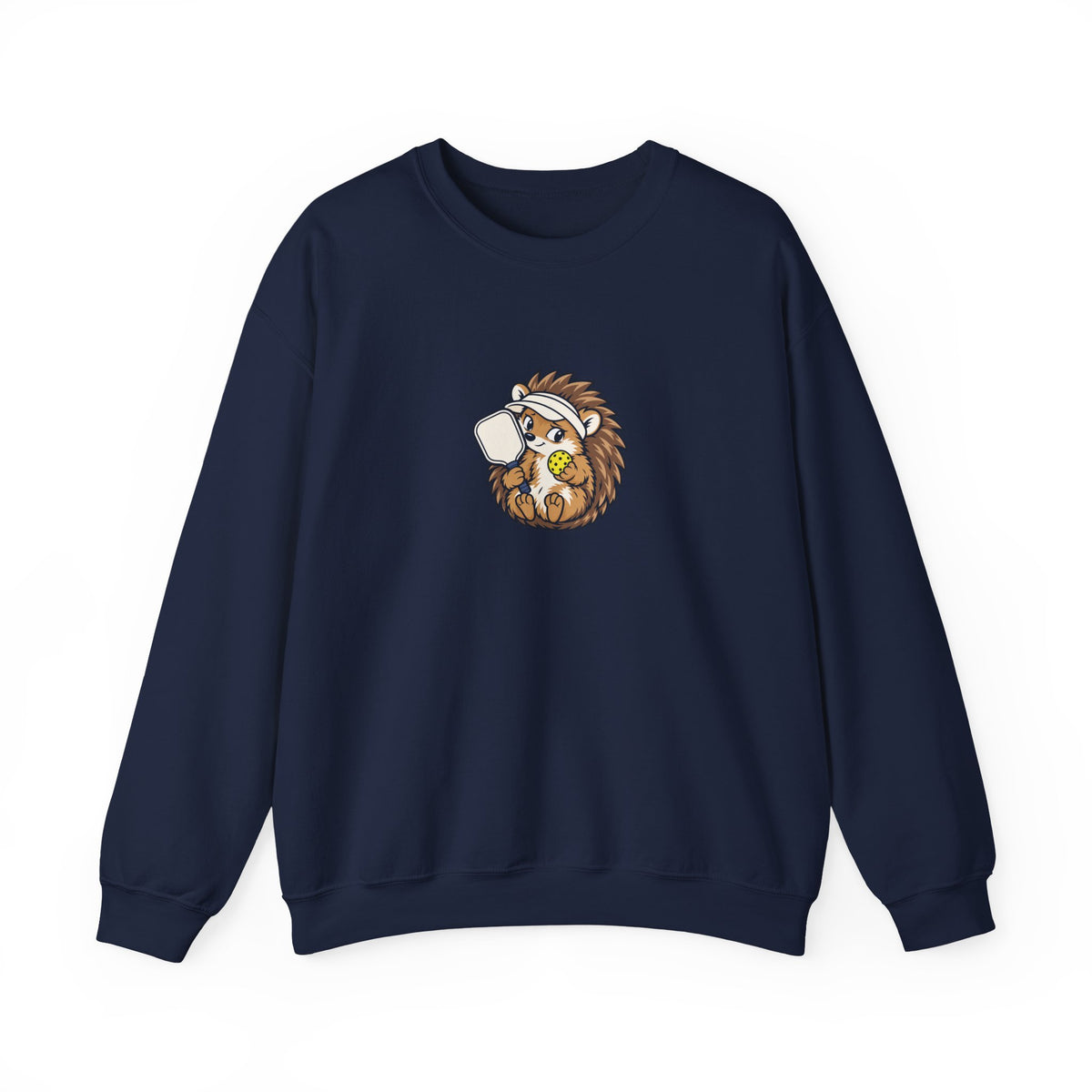Hedgehog pickleball crewneck sweatshirt, Small Player, Full Commitment