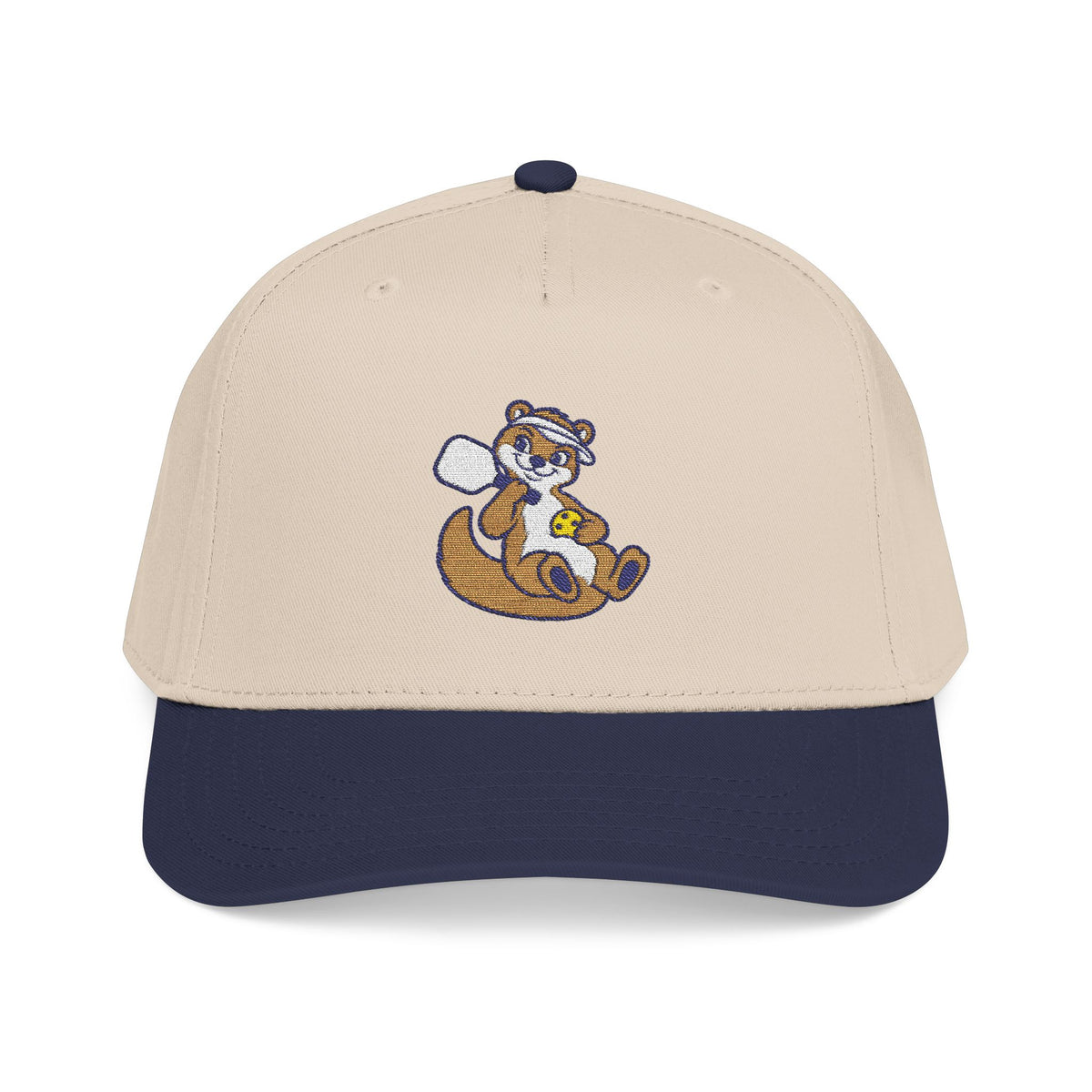 Embroidered pickleball otter baseball cap in Navy / Natural