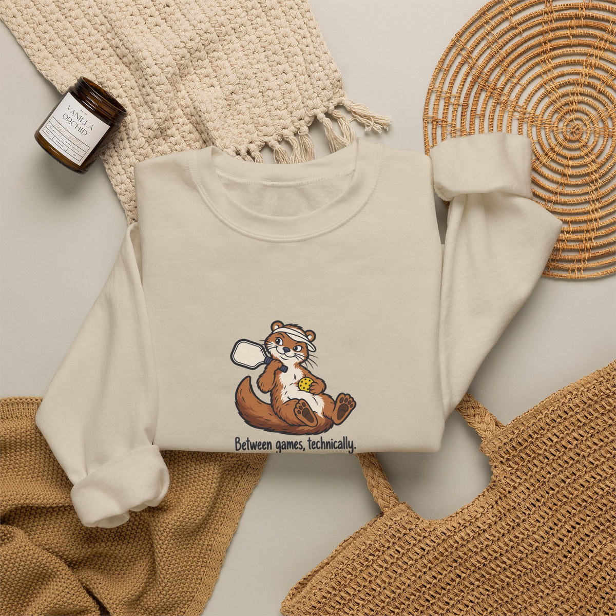 Otter pickleball crewneck sweatshirt, Between Games, Technically