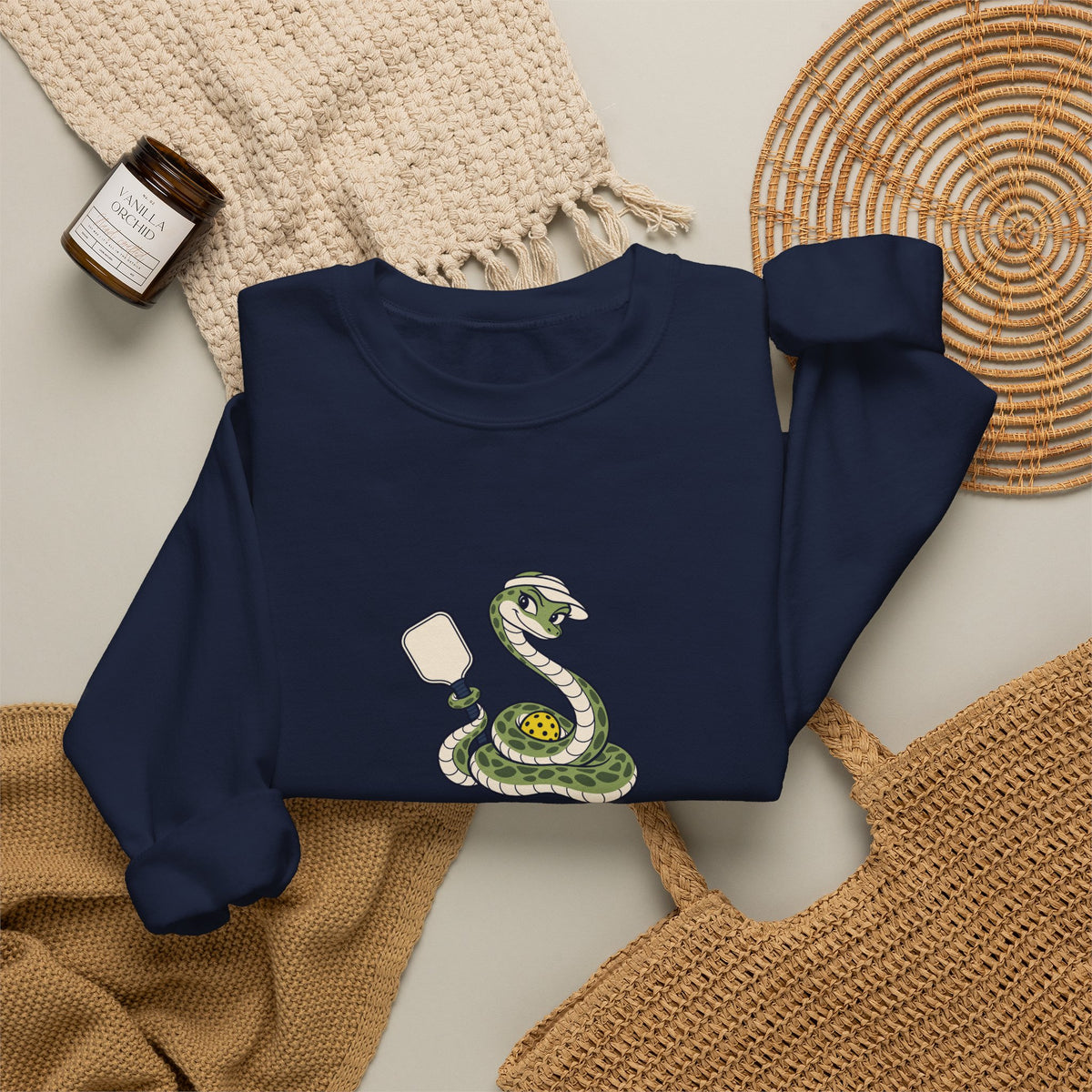 Snake pickleball crewneck sweatshirt, Slithering Into the Kitchen