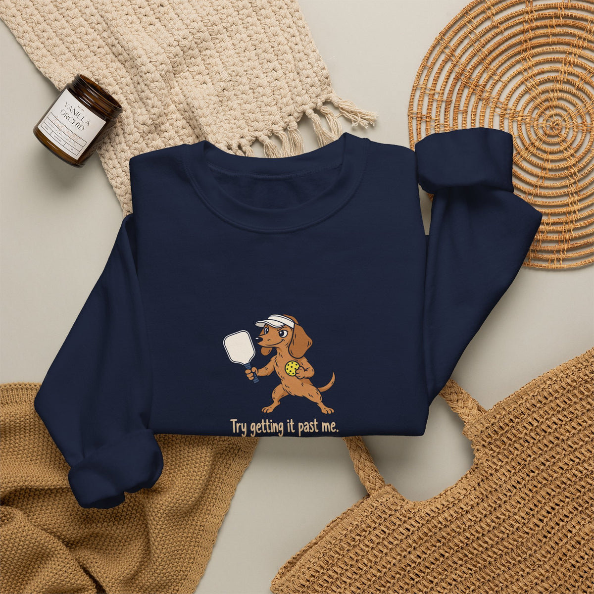 Dachshund pickleball crewneck sweatshirt, Try Getting It Past Me