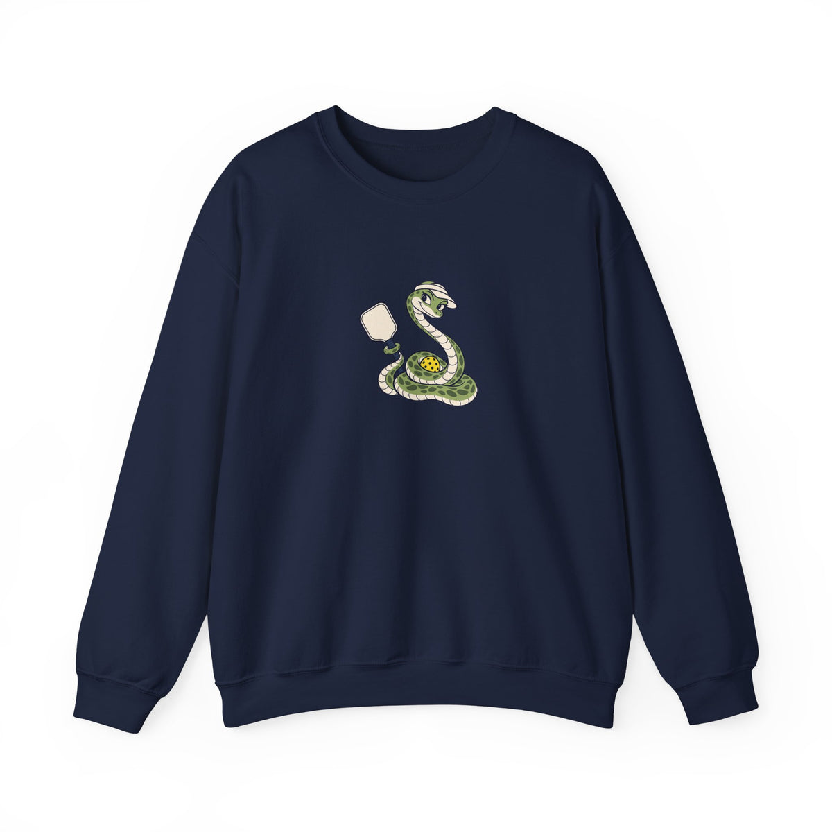 Snake pickleball crewneck sweatshirt in Navy, Slithering Into the Kitchen