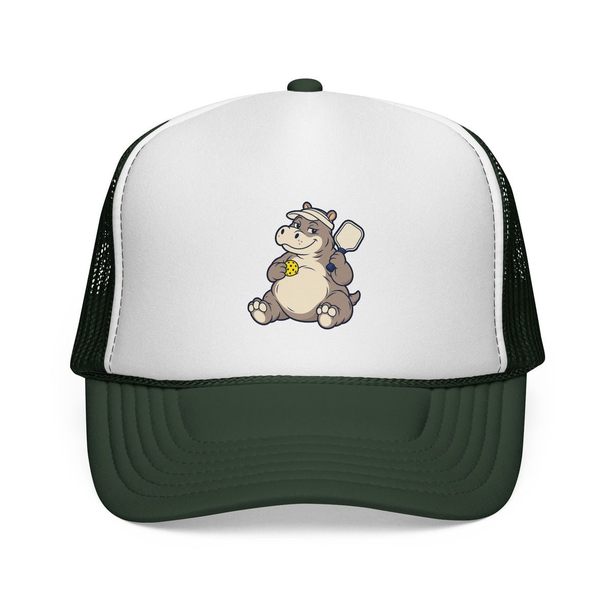 Pickleball hippo trucker hat in Dark Green