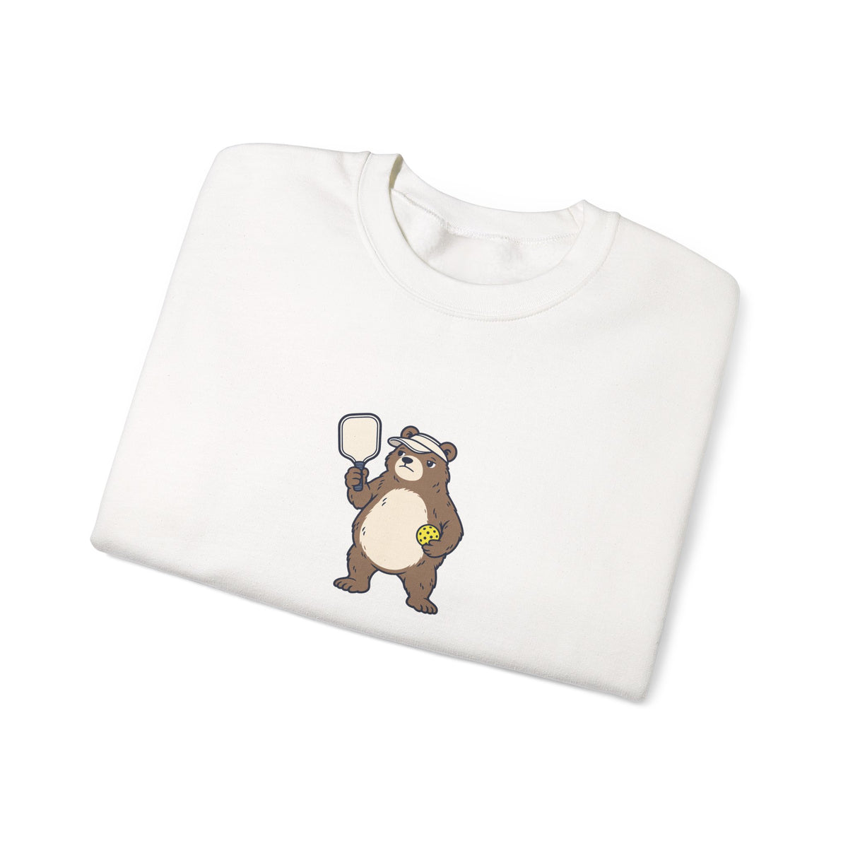 Bear pickleball crewneck sweatshirt, Bear With Me, I'm Serving