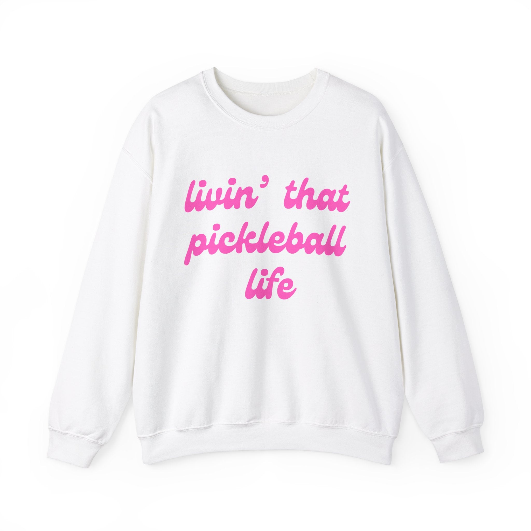 Heavy Blend Crewneck Sweatshirt | Livin' That Pickleball Life | Pink Wednesdays Collection
