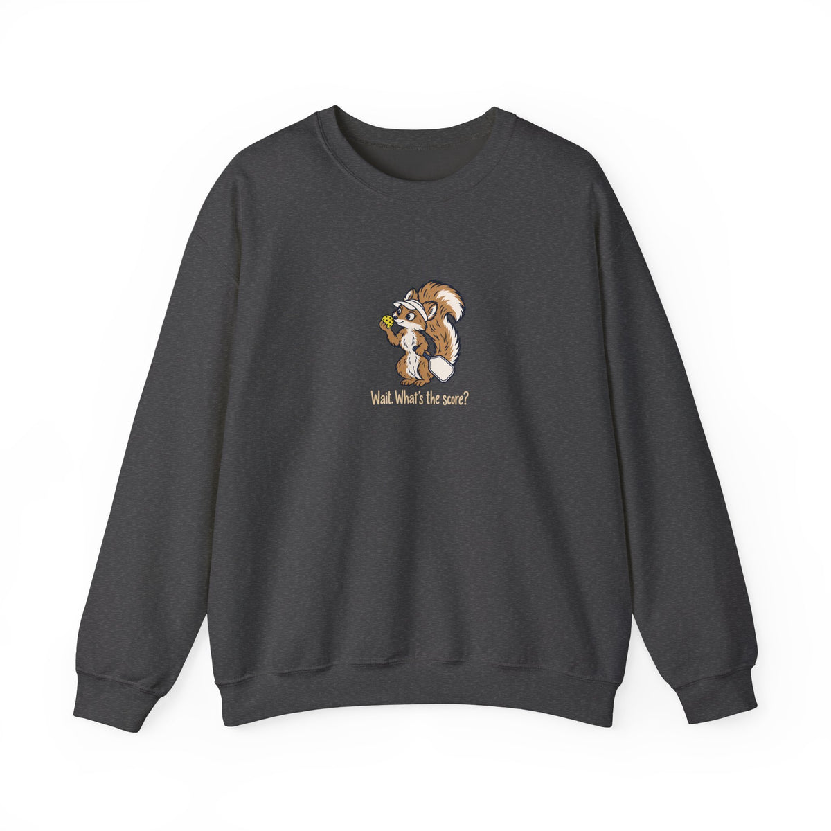 Squirrel pickleball crewneck sweatshirt in Dark Heather