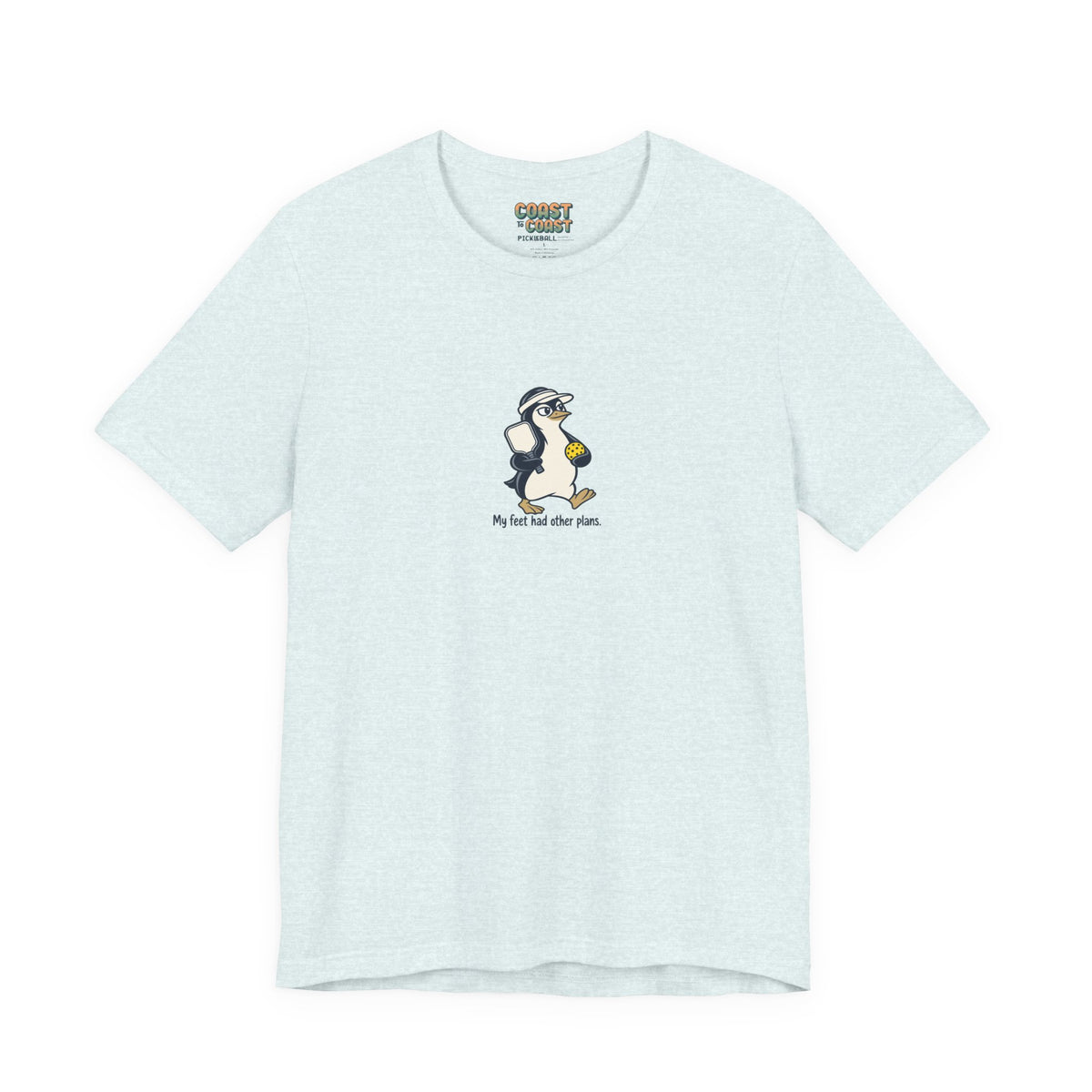 Penguin pickleball t-shirt in Heather Ice Blue